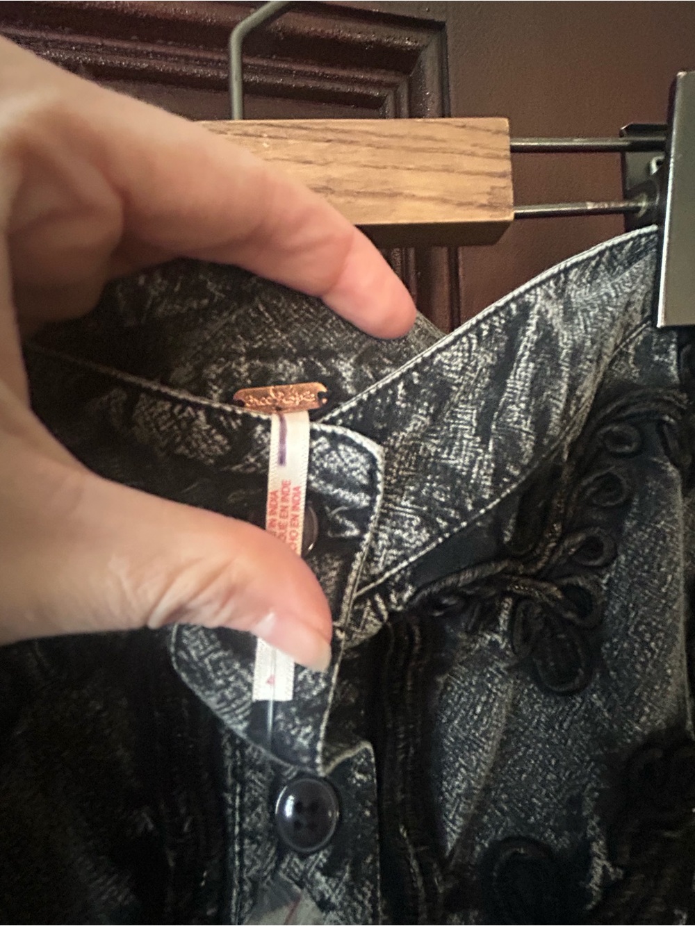 Free People August Embroidered Tiered Mini Skirt in Washed Black Size 4 - Picture 7 of 8